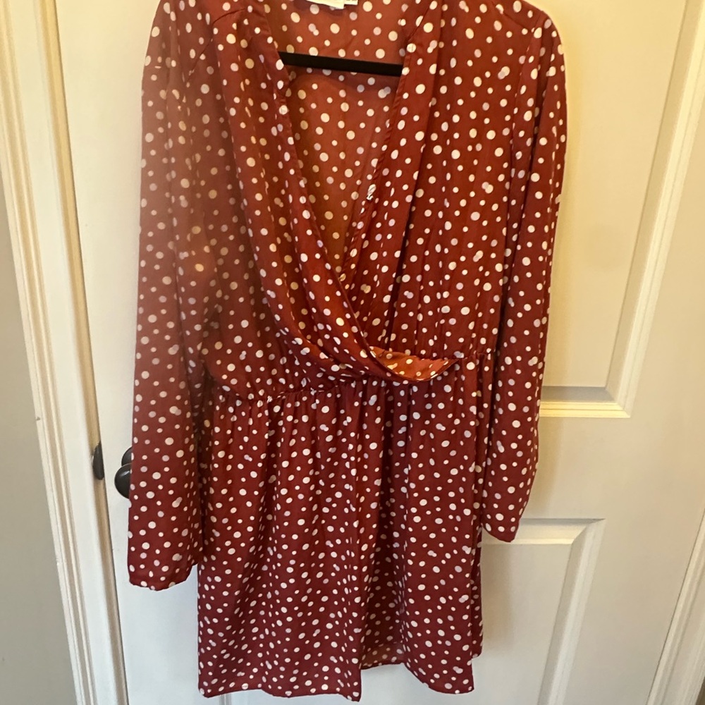 All in Favor Polka Dot Long Sleeve Dress xxl